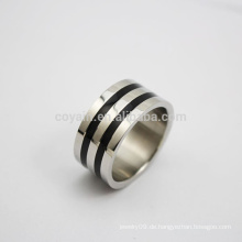 OEM Schmuck Ringe Zwei Ton Wide Edelstahl Schwarz Silber Ring Trendy Für Männer